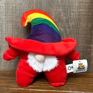 Goffa Rainbow Hat Gnome in Red Stuffed Push Toy